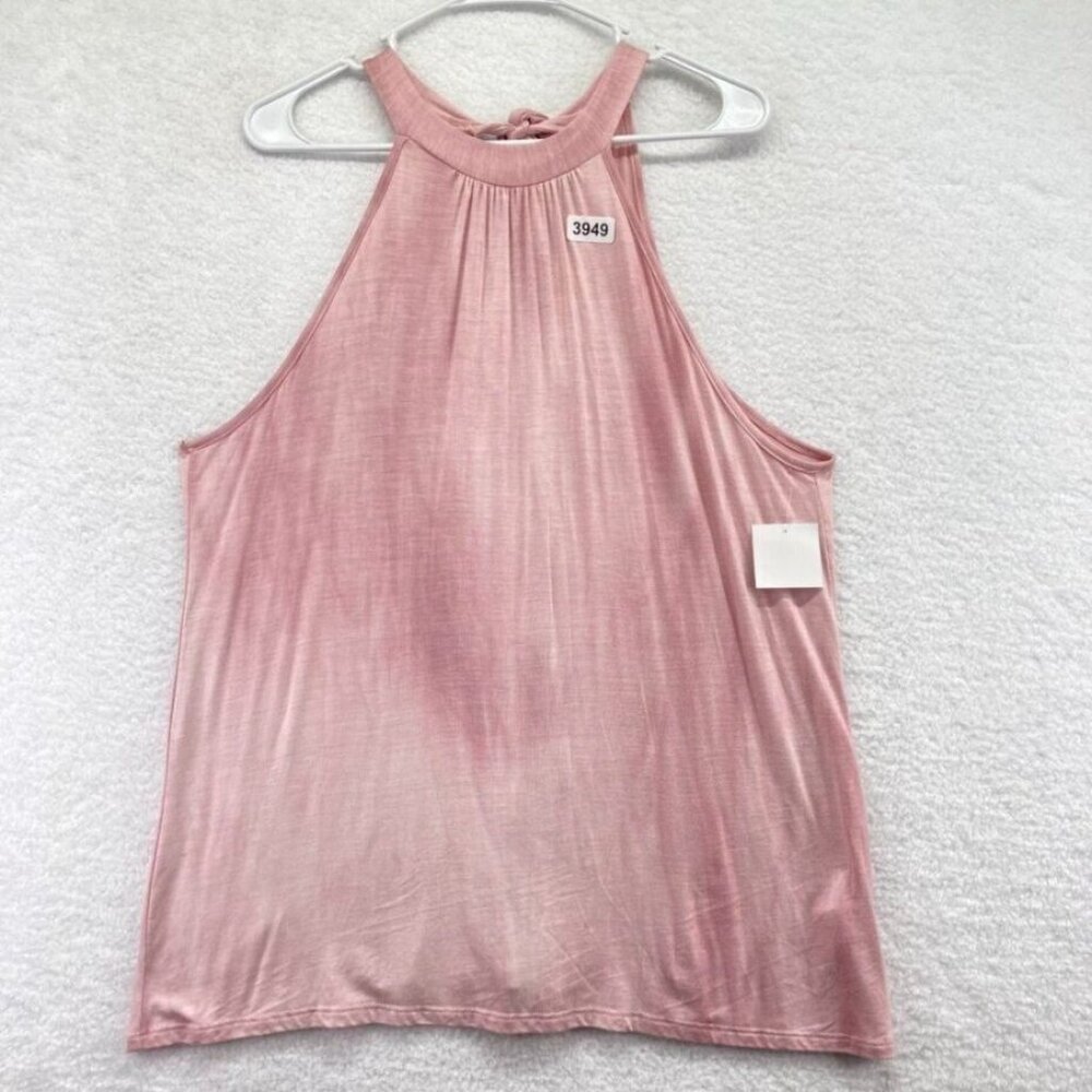 Haptics Womens Halter Neck Top Size Medium Dusty Rose Pink Tie Key Hole Back New